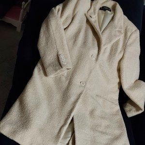 Winter White and Boucle, Vintage Long Women's Coat